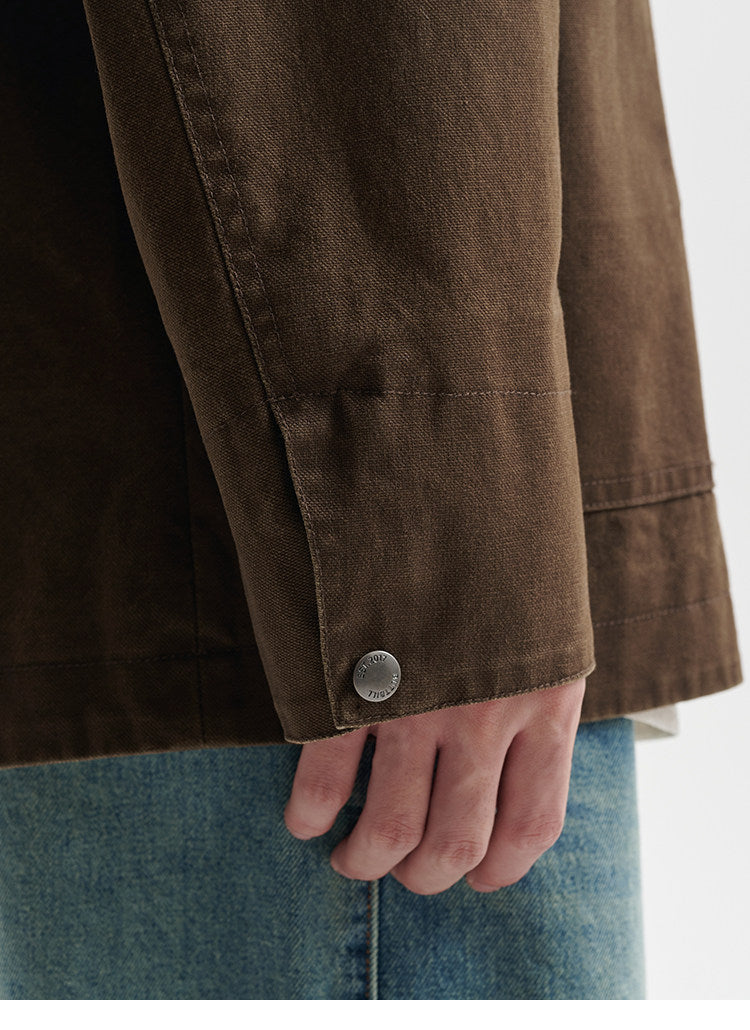 BUTTBILL Men's Faded Heavyweight Cotton Canvas Pocket Jacket107