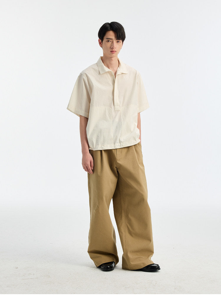 BUTTBILL SS26 80s High-Density Long-Staple Cotton Half-Placket Shirt
