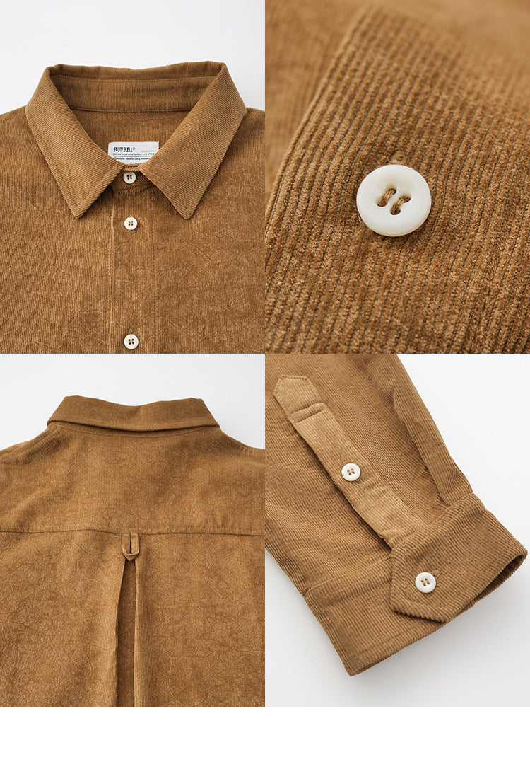 BUTTBILL Unisex 100% Cotton Corduroy Relaxed Overshirt078
