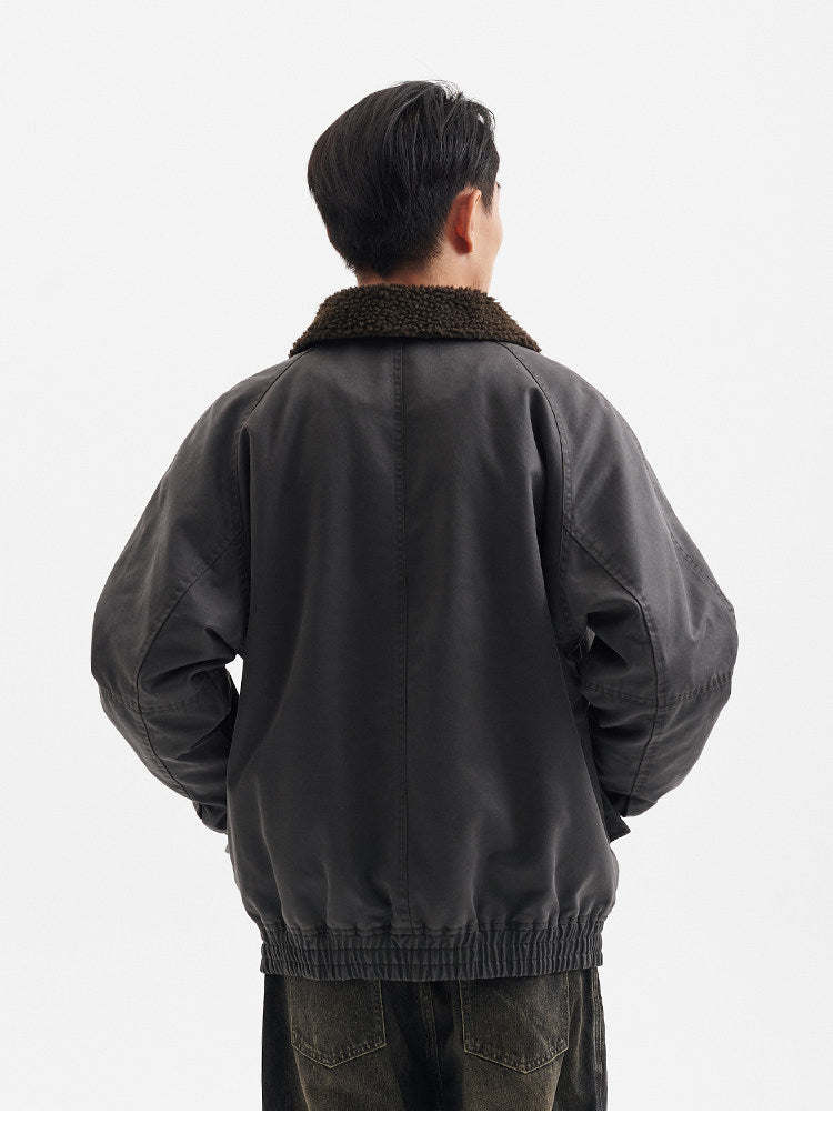 BUTTBILL FW25 Men's Enzyme-Washed 3M™ Thinsulate™ Faux Shearling Collar Jacket070