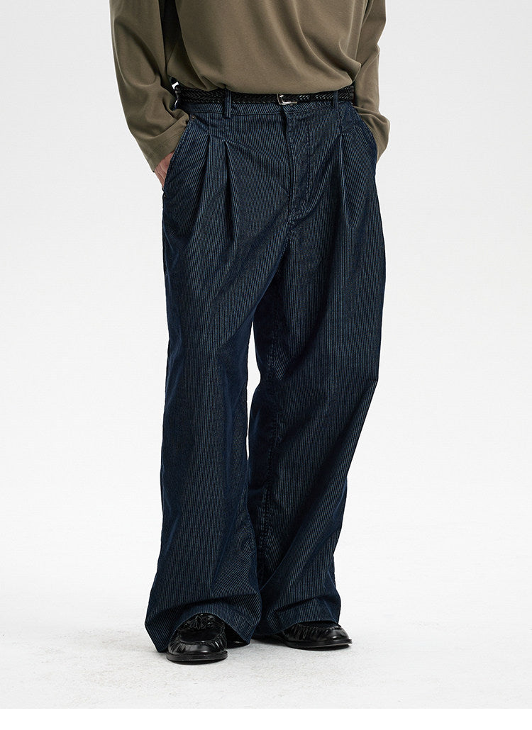 BUTTBILL Vintage Washed Corduroy Wide-Leg Pants – Relaxed Straight-Leg Cotton Blend Casual Trousers#123