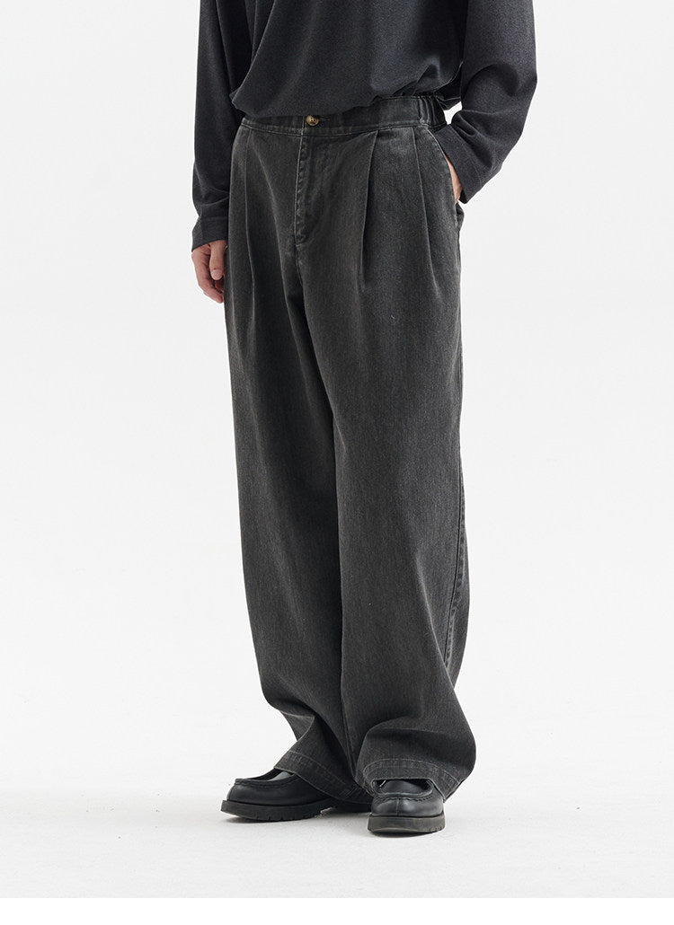 BUTTBILL FW25 Unisex Enzyme-Washed Pleated Relaxed Trousers056