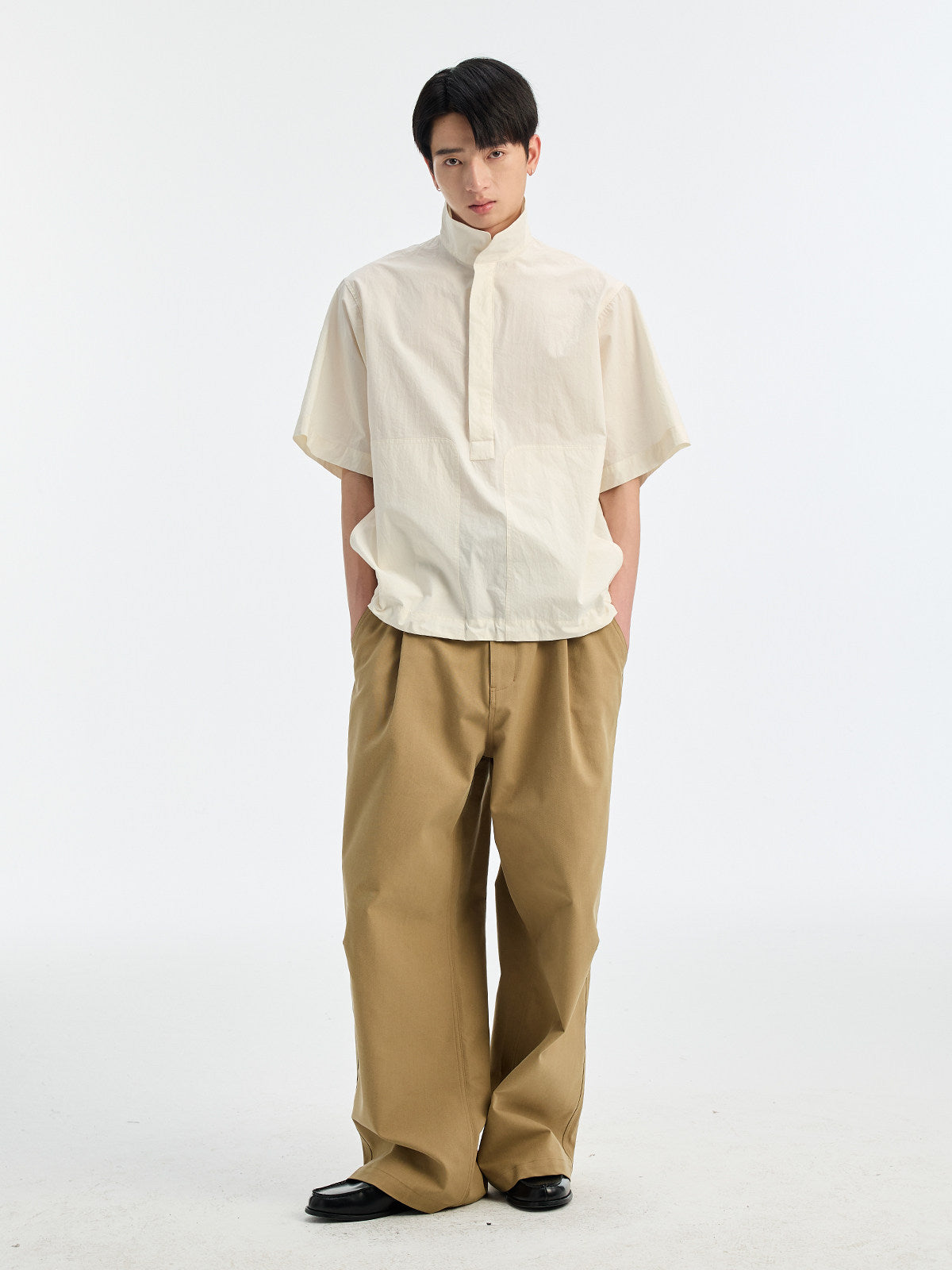 BUTTBILL SS26 80s High-Density Long-Staple Cotton Half-Placket Shirt
