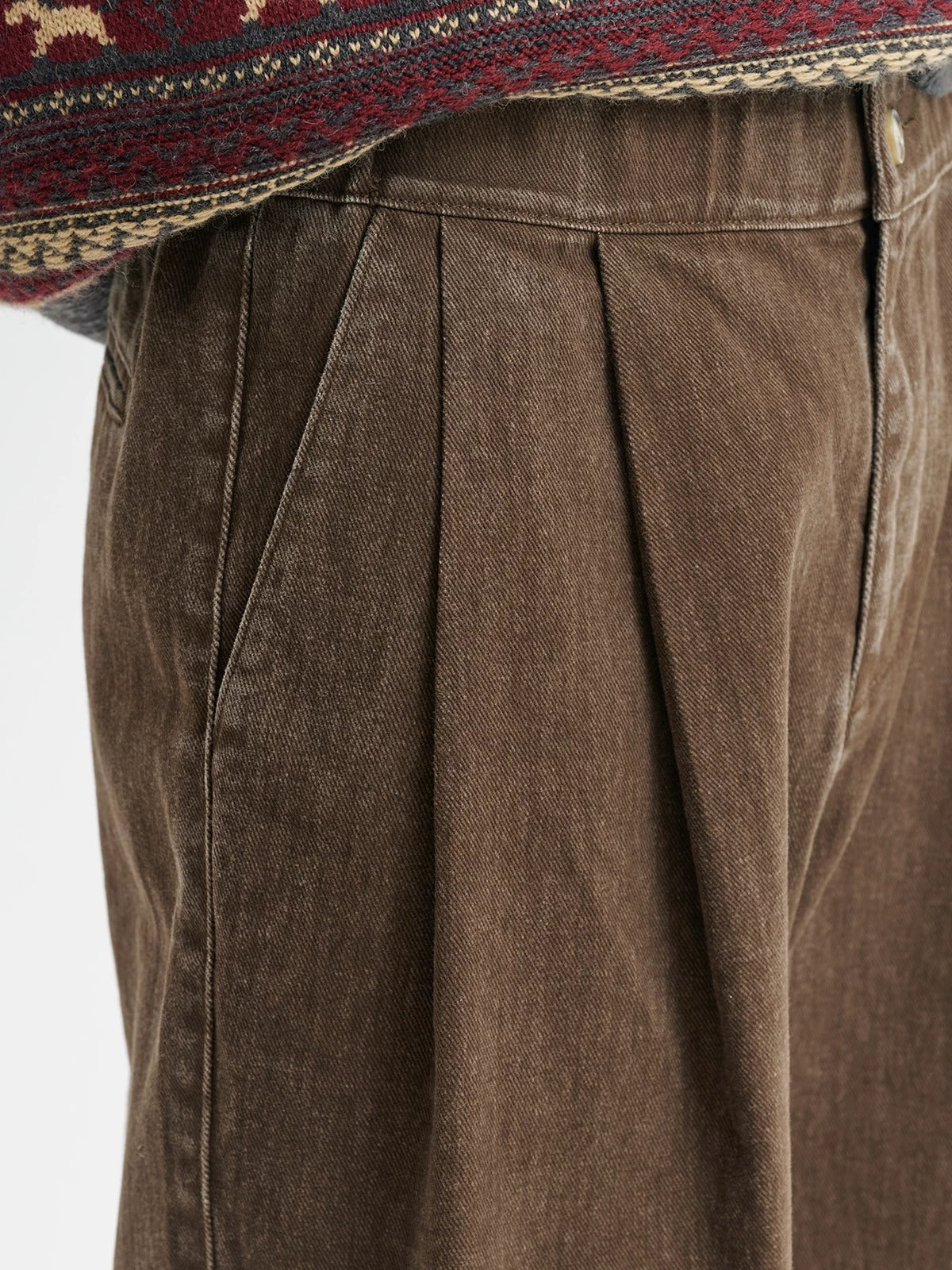 BUTTBILL FW25 Unisex Enzyme-Washed Pleated Relaxed Trousers056
