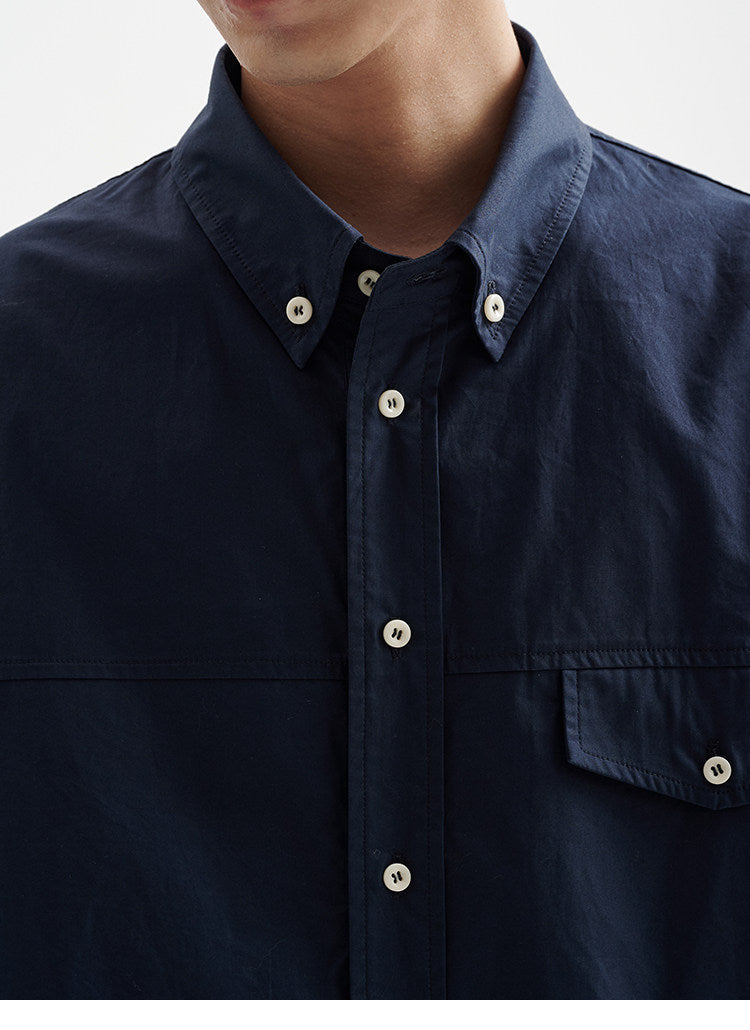 BUTTBILL Men's Minimalist Relaxed Long-Sleeve Button-Up Overshirt095