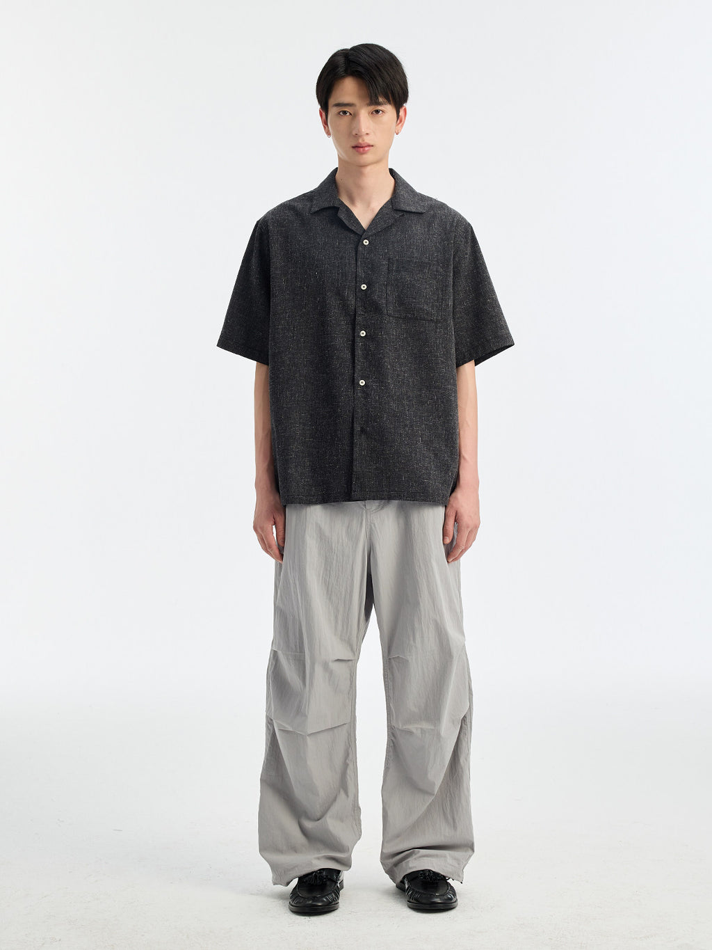 BUTTBILL SS26 Unisex Melange Linen Short-Sleeve Overshirt