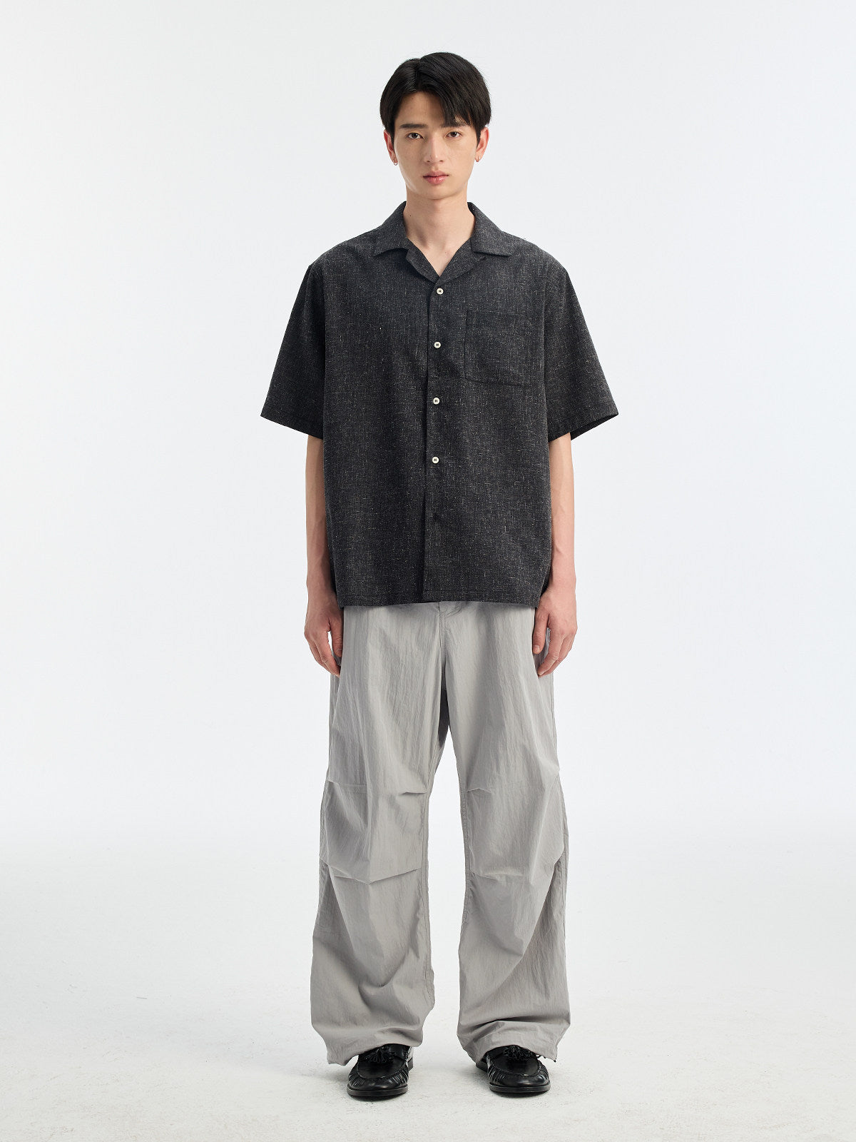 BUTTBILL SS26 Unisex Melange Linen Short-Sleeve Overshirt