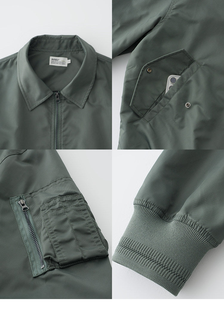 BUTTBILL Unisex Relaxed-Silhouette MA-1 Bomber Jacket with Utility Pockets087
