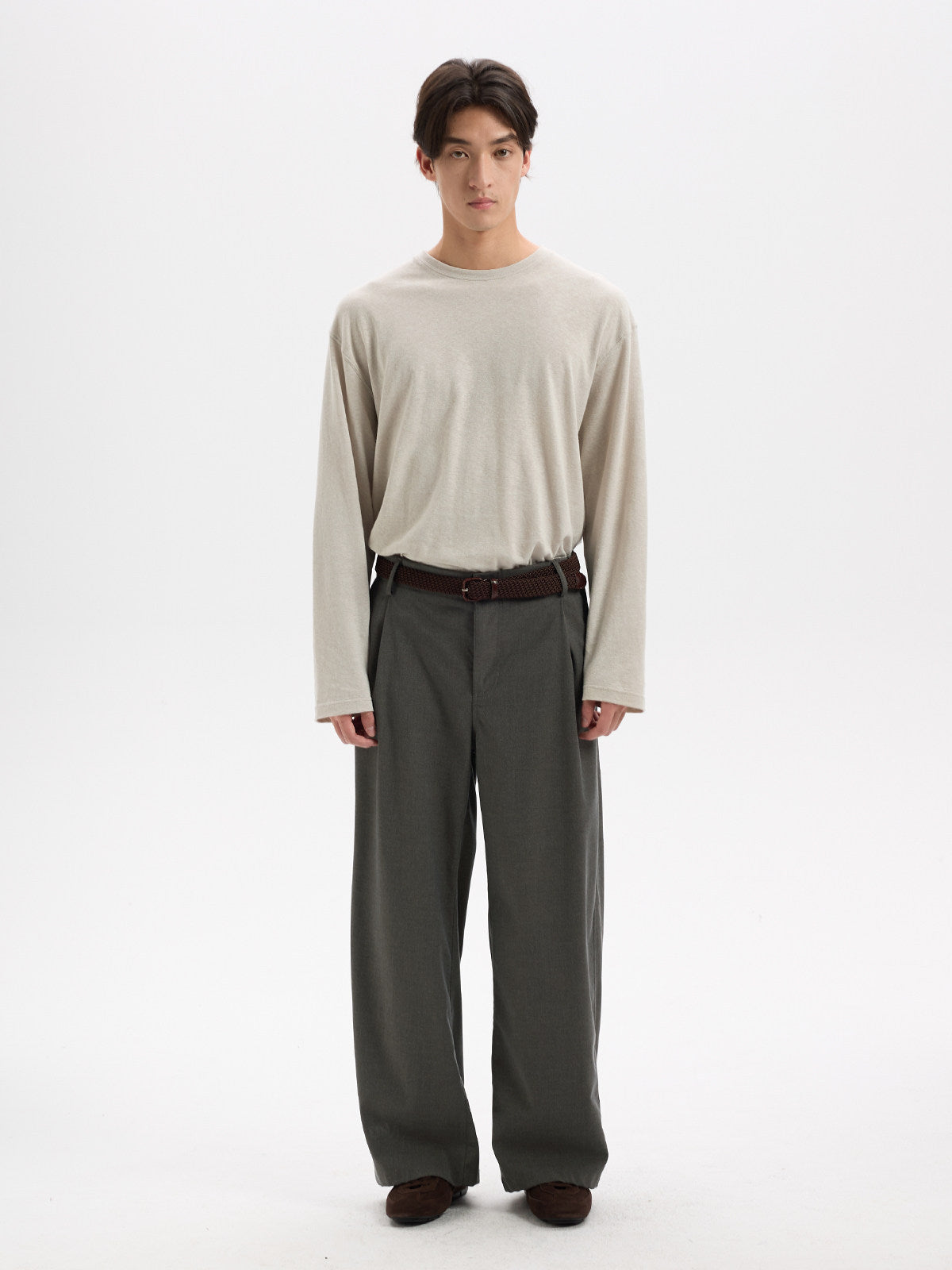 BUTTBILL Unisex Relaxed Hemp Crewneck Long-Sleeve Staple Tee