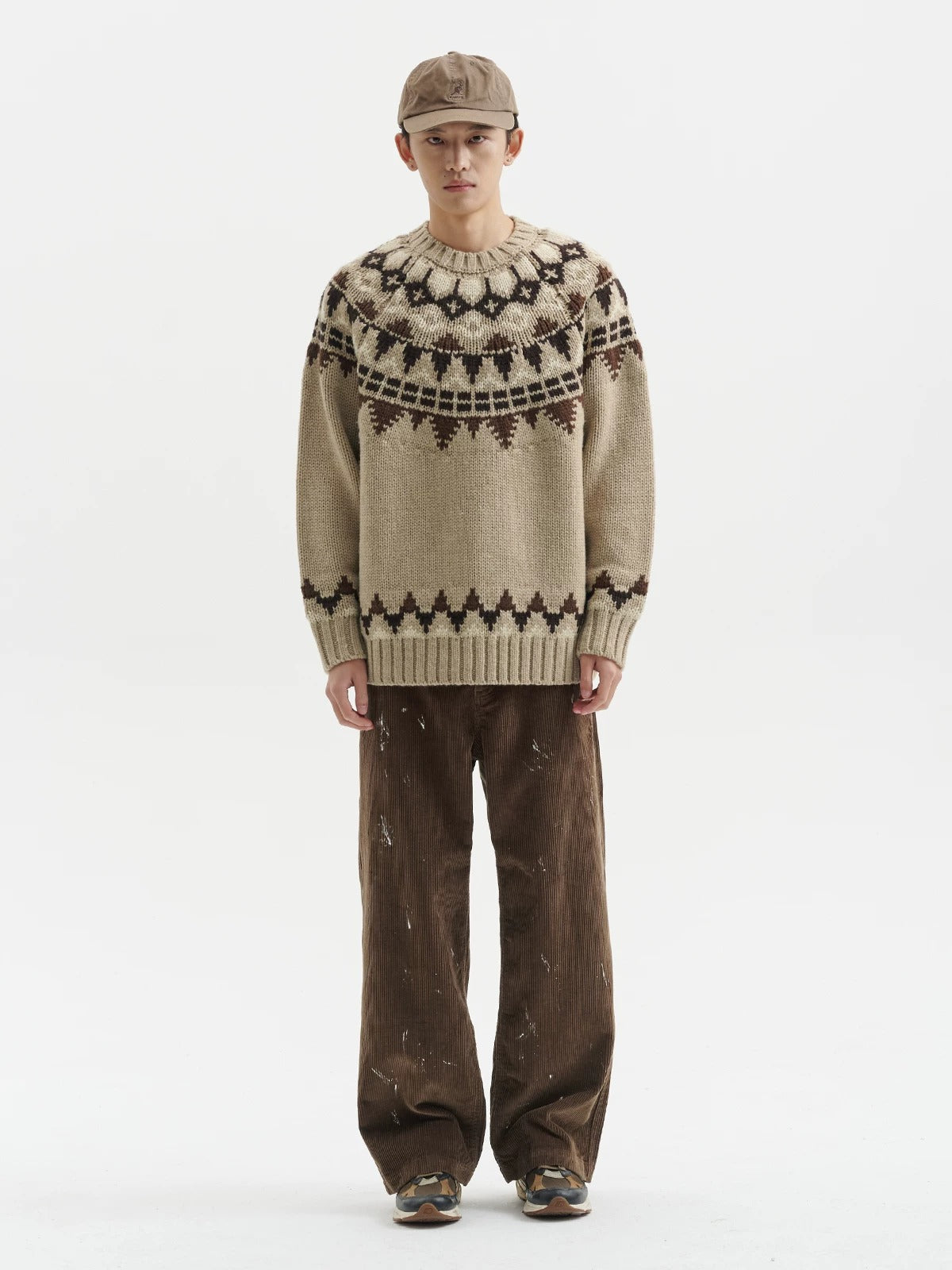BUTTBILL FW25 Paint-Splattered Cotton Corduroy Relaxed Straight Trousers067