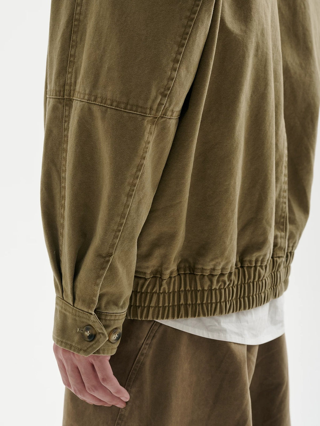 BUTTBILL Men's Enzyme-Washed Heavyweight Cotton Canvas Collared Short Jacket097
