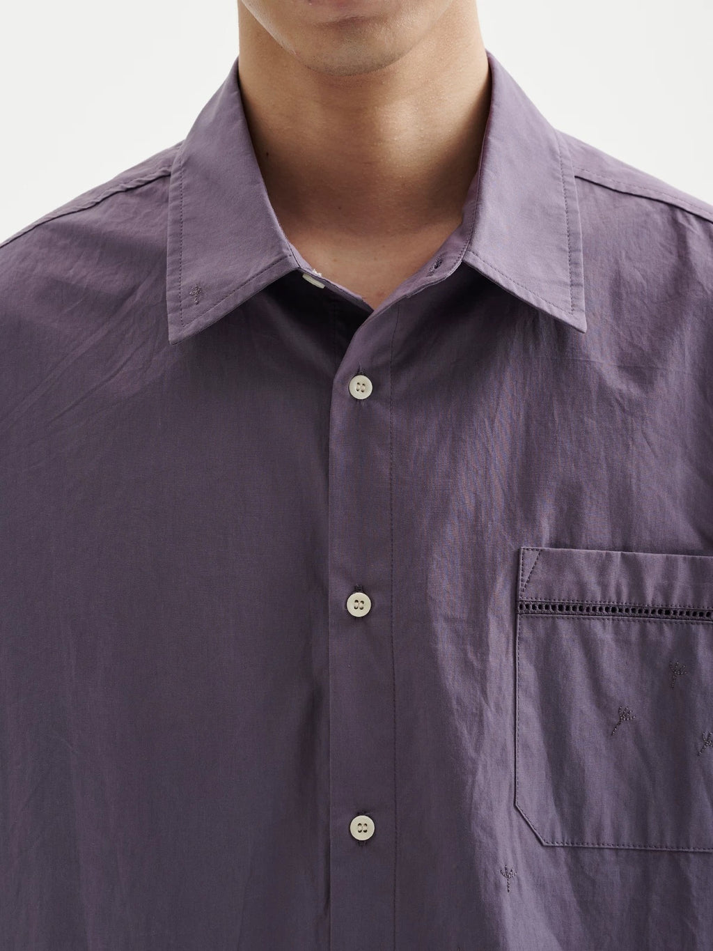 BUTTBILL Unisex Dandelion-Embroidered 100% Cotton Relaxed Overshirt089