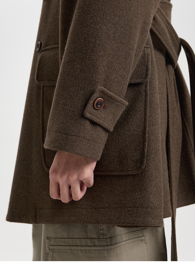 BUTTBILL Vintage Wool-Blend Double-Breasted Coat – Relaxed Fit Insulated Mid-Length Lapel Winter Jacket#135