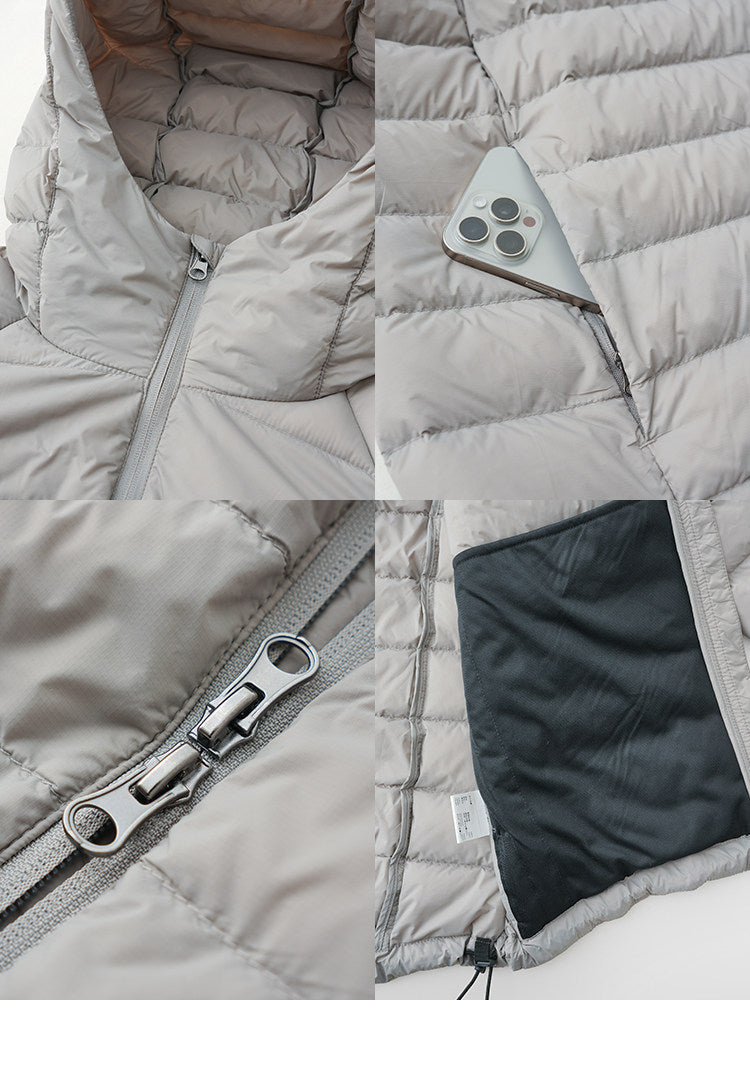 BUTTBILL FW25 Men's Lightweight 90% White Duck Down Hooded Channel Jacket061