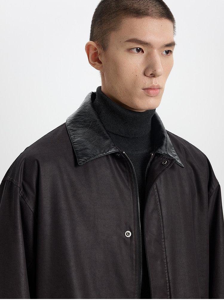 BUTTBILL Vintage Enzyme-Washed Long Coat – Relaxed Fit 3M Insulated Jacket with Double-Zip Closure#126