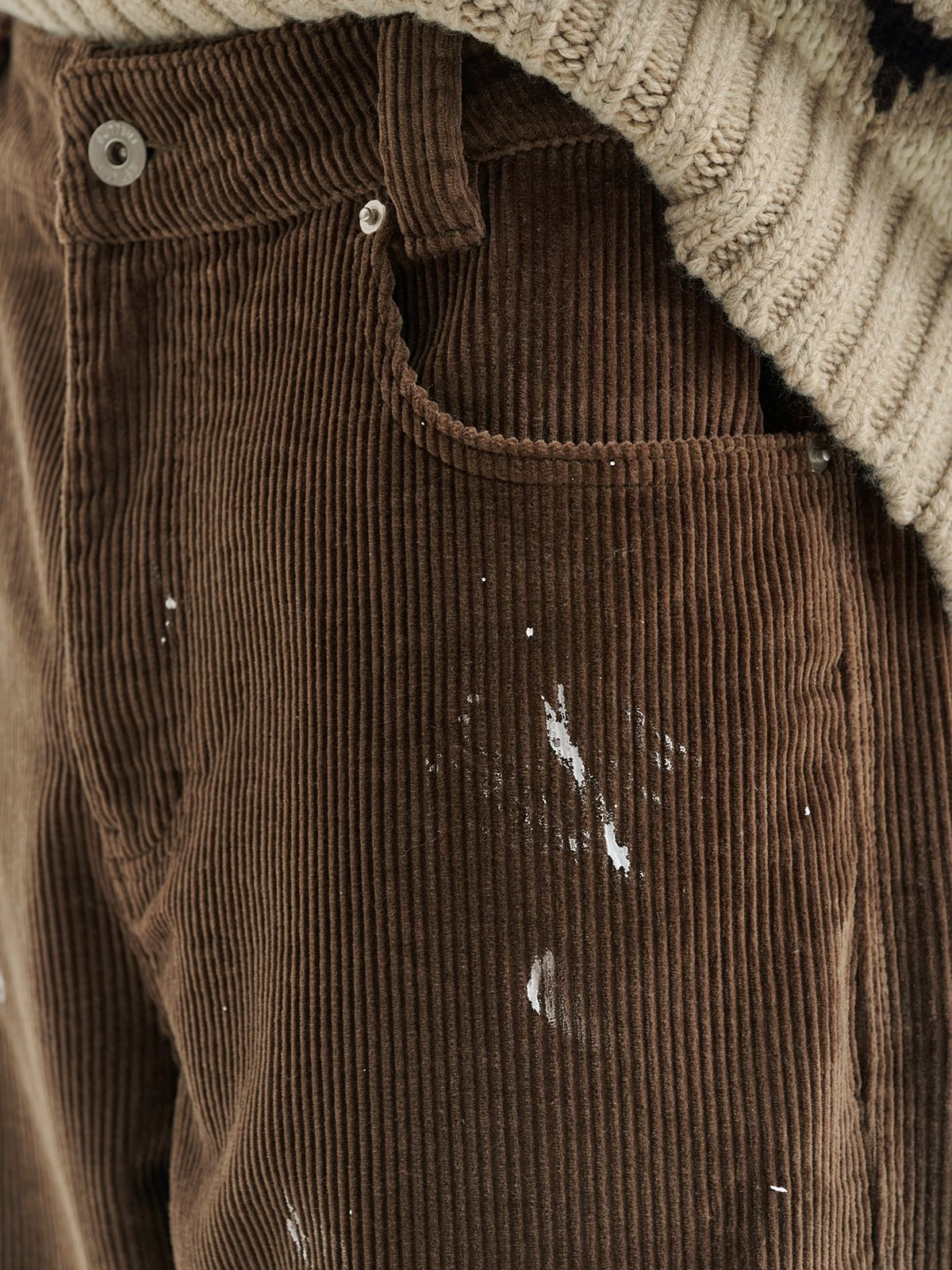 BUTTBILL FW25 Paint-Splattered Cotton Corduroy Relaxed Straight Trousers067