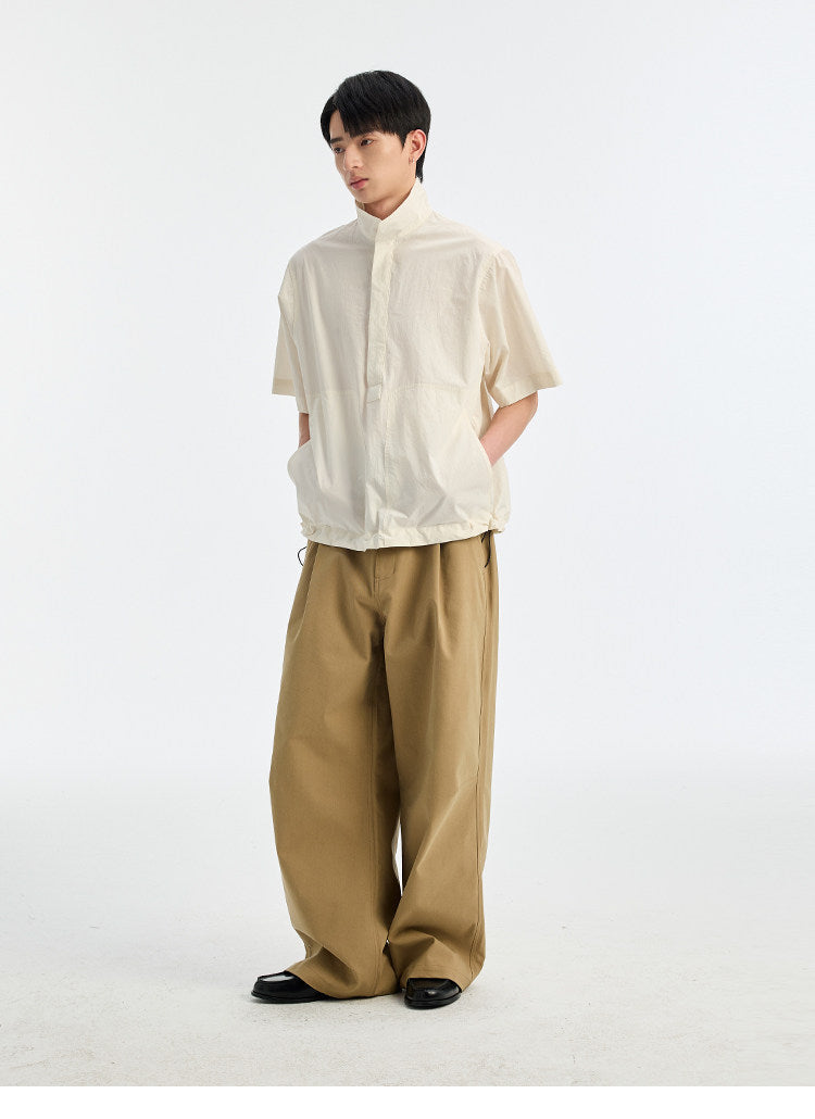 BUTTBILL SS26 80s High-Density Long-Staple Cotton Half-Placket Shirt