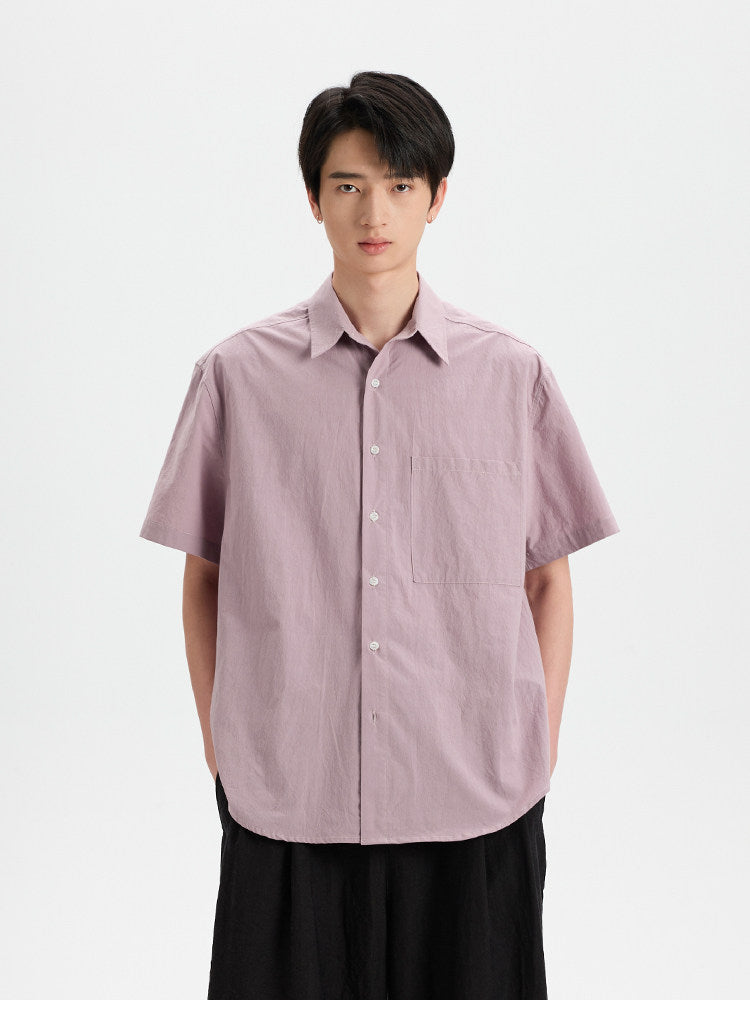 BUTTBILL Classic Minimalist Soft-Textured Long-Staple Cotton Pleated Back Shirt