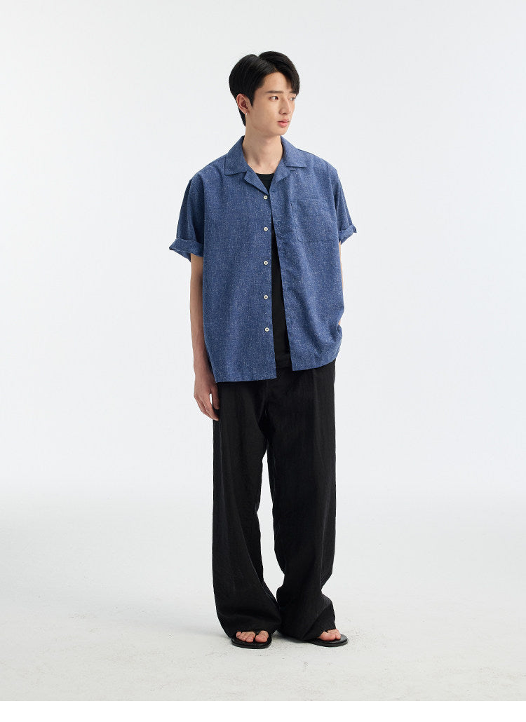 BUTTBILL SS26 Unisex Melange Linen Short-Sleeve Overshirt