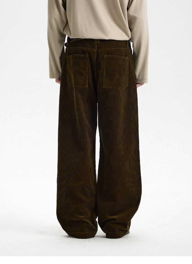 BUTTBILL Vintage Washed 100% Cotton Corduroy Pants – Textured Relaxed Straight-Leg Casual Trousers#128