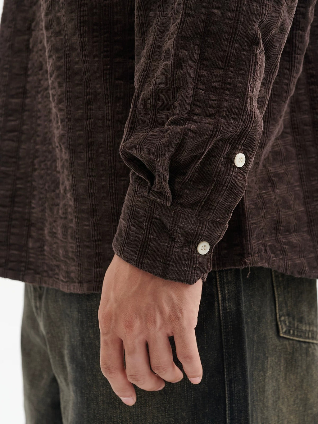 BUTTBILL FW25 Unisex Plaid Cotton Corduroy Half-Zip Overshirt071