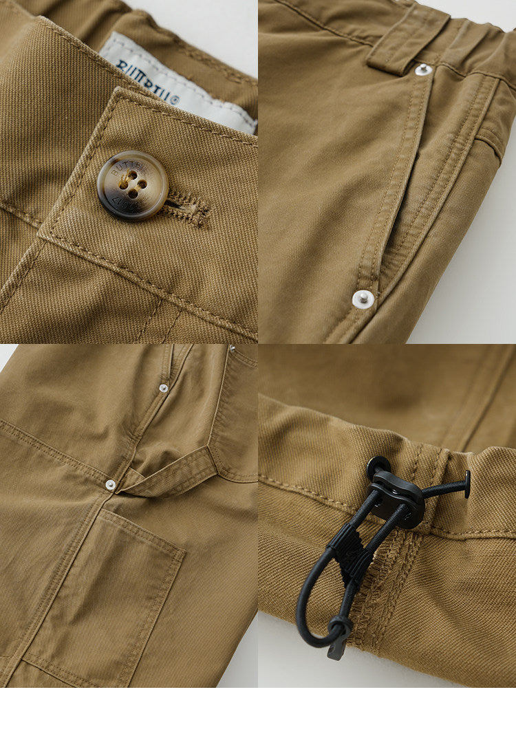 BUTTBILL Unisex Enzyme-Washed Cotton Twill Paneled Utility Trousers060