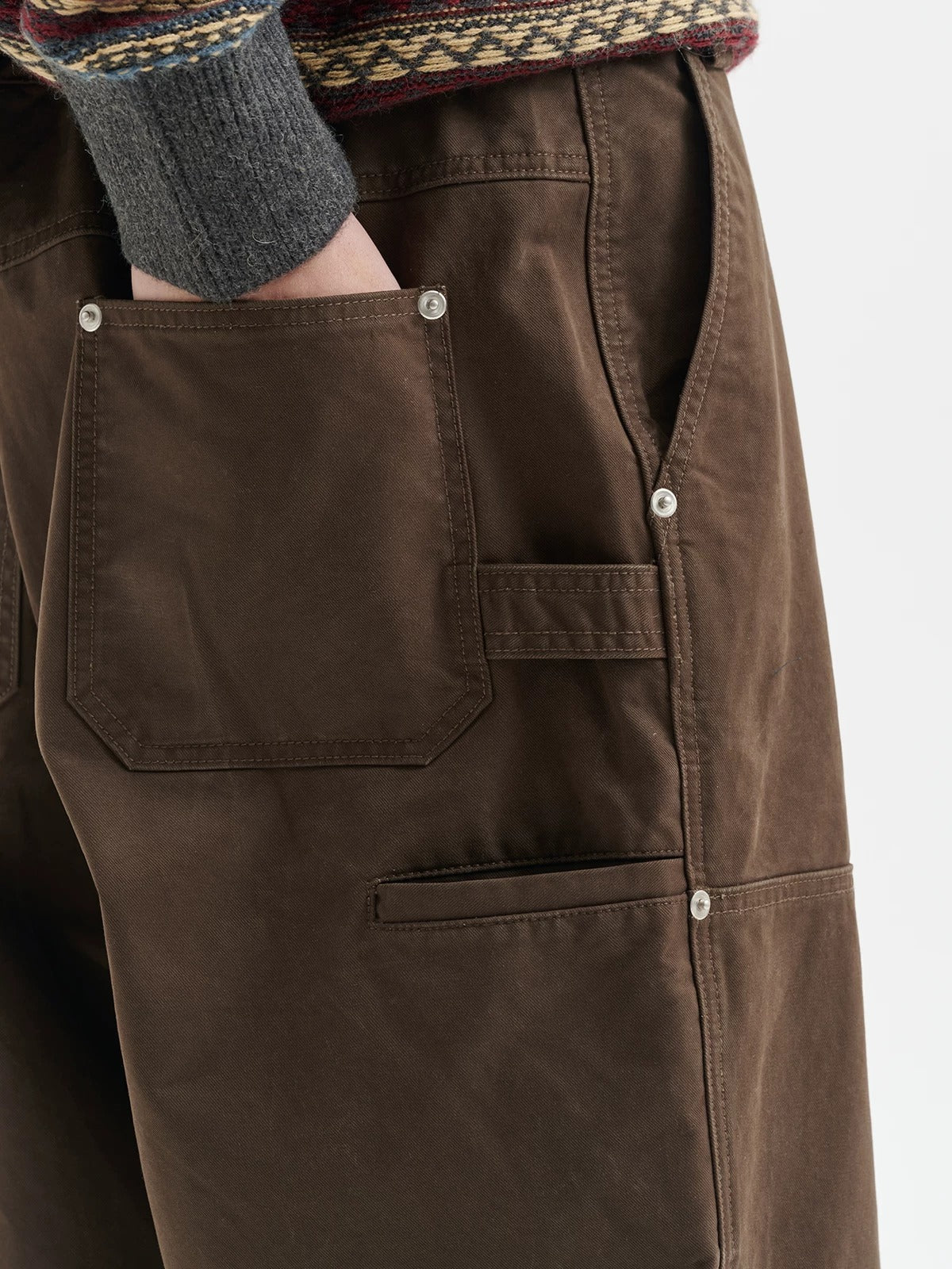 BUTTBILL Unisex Enzyme-Washed Cotton Twill Paneled Utility Trousers060