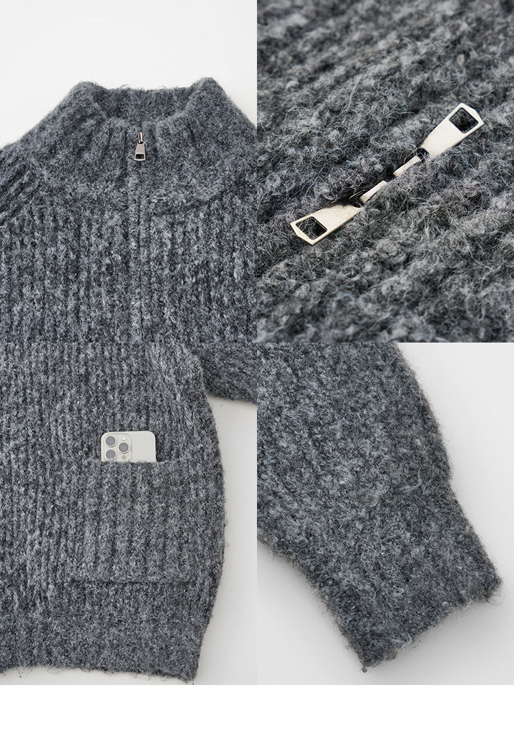 BUTTBILL Unisex Heavyweight Fisherman's Rib Relaxed Cardigan084