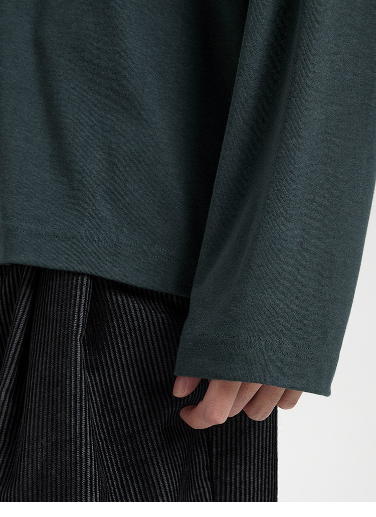 BUTTBILL Classic Textured Acetate-Wool Blend Turtleneck Knit Top – Relaxed Drop-Shoulder Unisex Long Sleeve#118