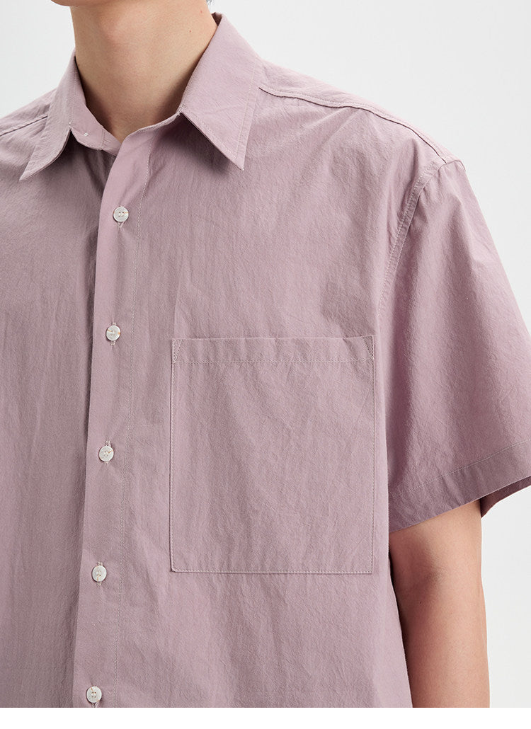 BUTTBILL Classic Minimalist Soft-Textured Long-Staple Cotton Pleated Back Shirt