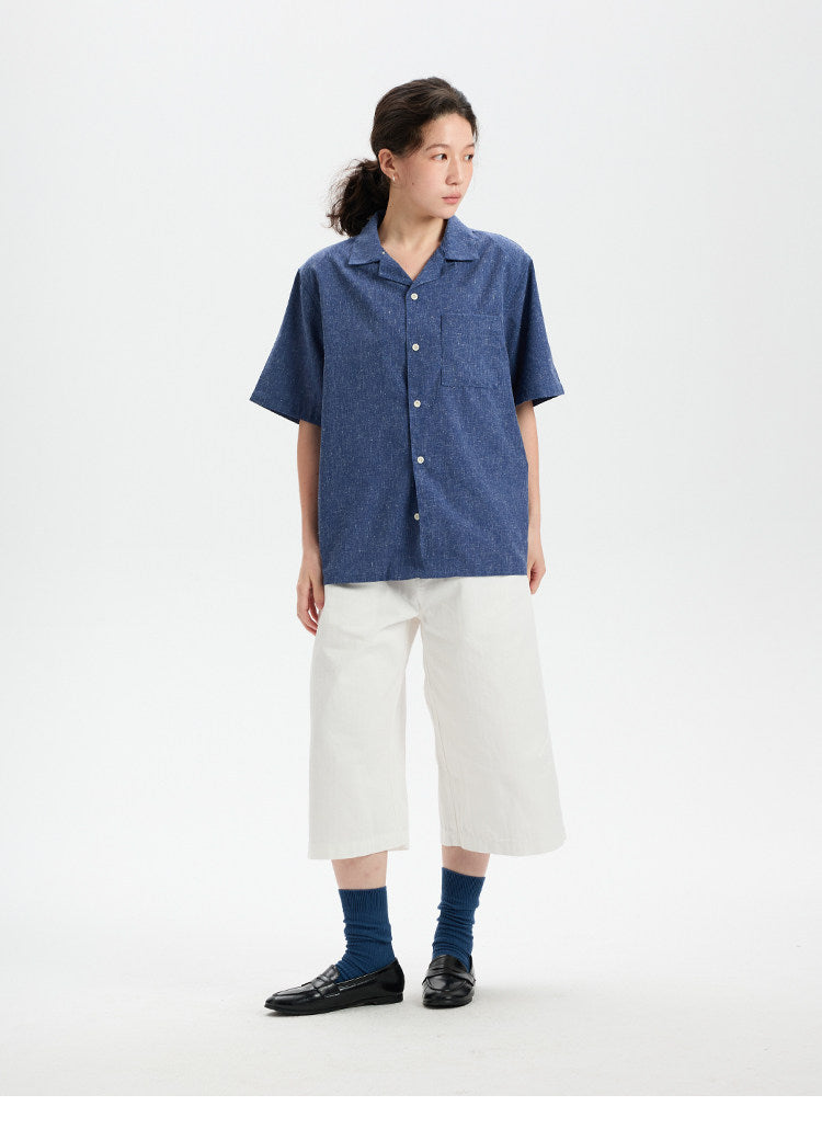 BUTTBILL SS26 Unisex Melange Linen Short-Sleeve Overshirt