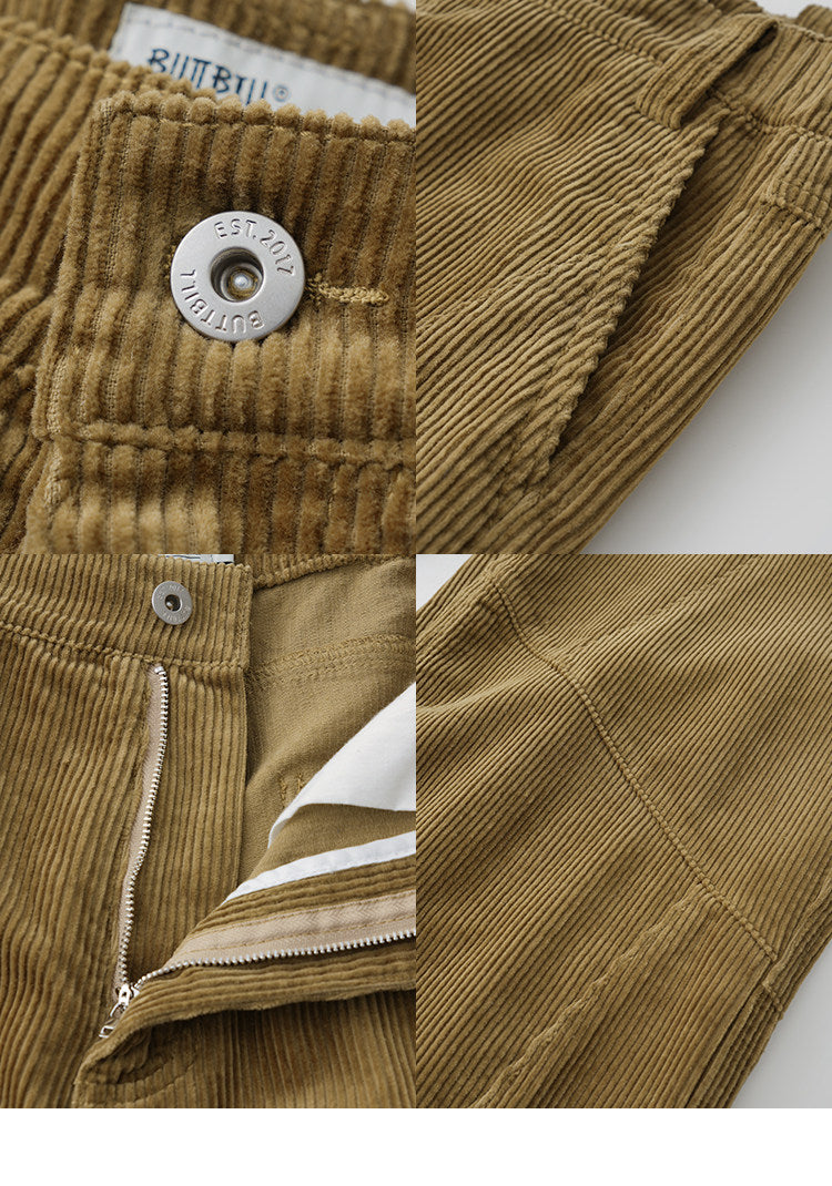 BUTTBILL FW25 Unisex 100% Cotton 8-Wale Corduroy Paneled Straight Trousers055