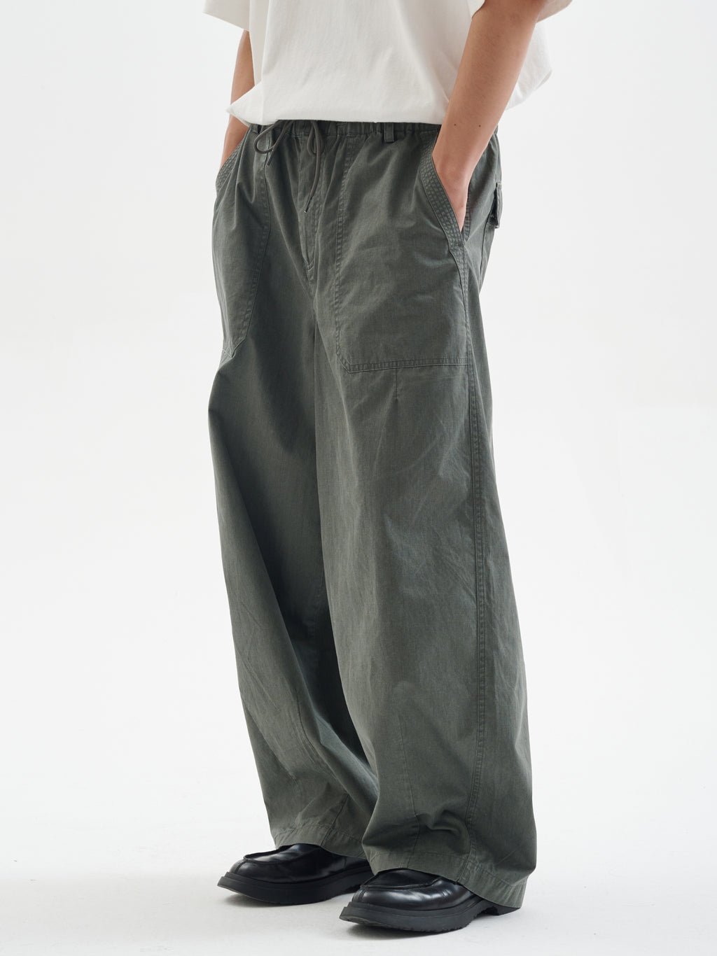 BUTTBILL Retro Enzyme-Washed Relaxed Silhouette Straight Deck Pants