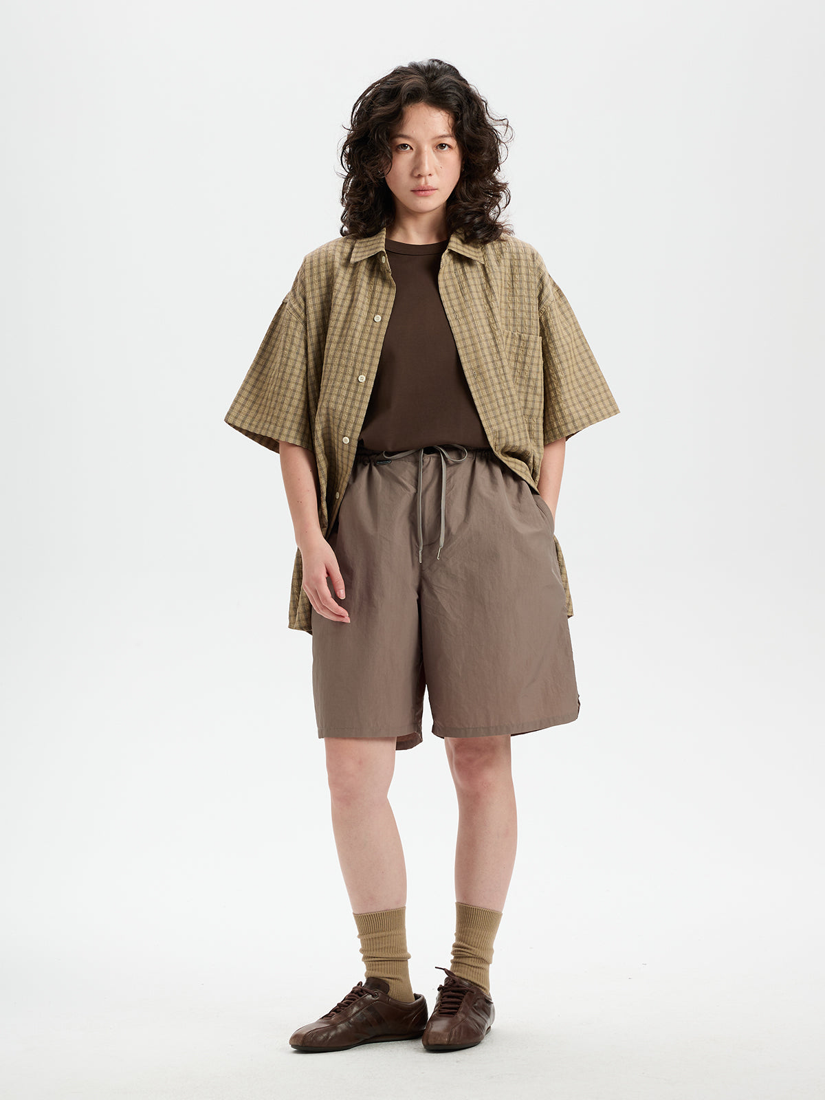 BUTTBILL Relaxed Lyocell-Linen Plaid Seersucker Short-Sleeve Shirt