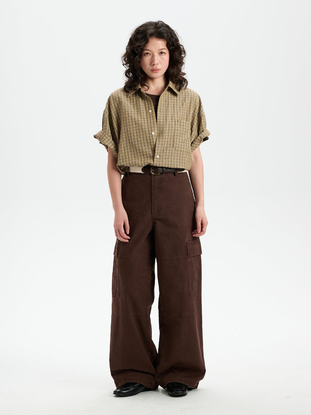 BUTTBILL Relaxed Lyocell-Linen Plaid Seersucker Short-Sleeve Shirt