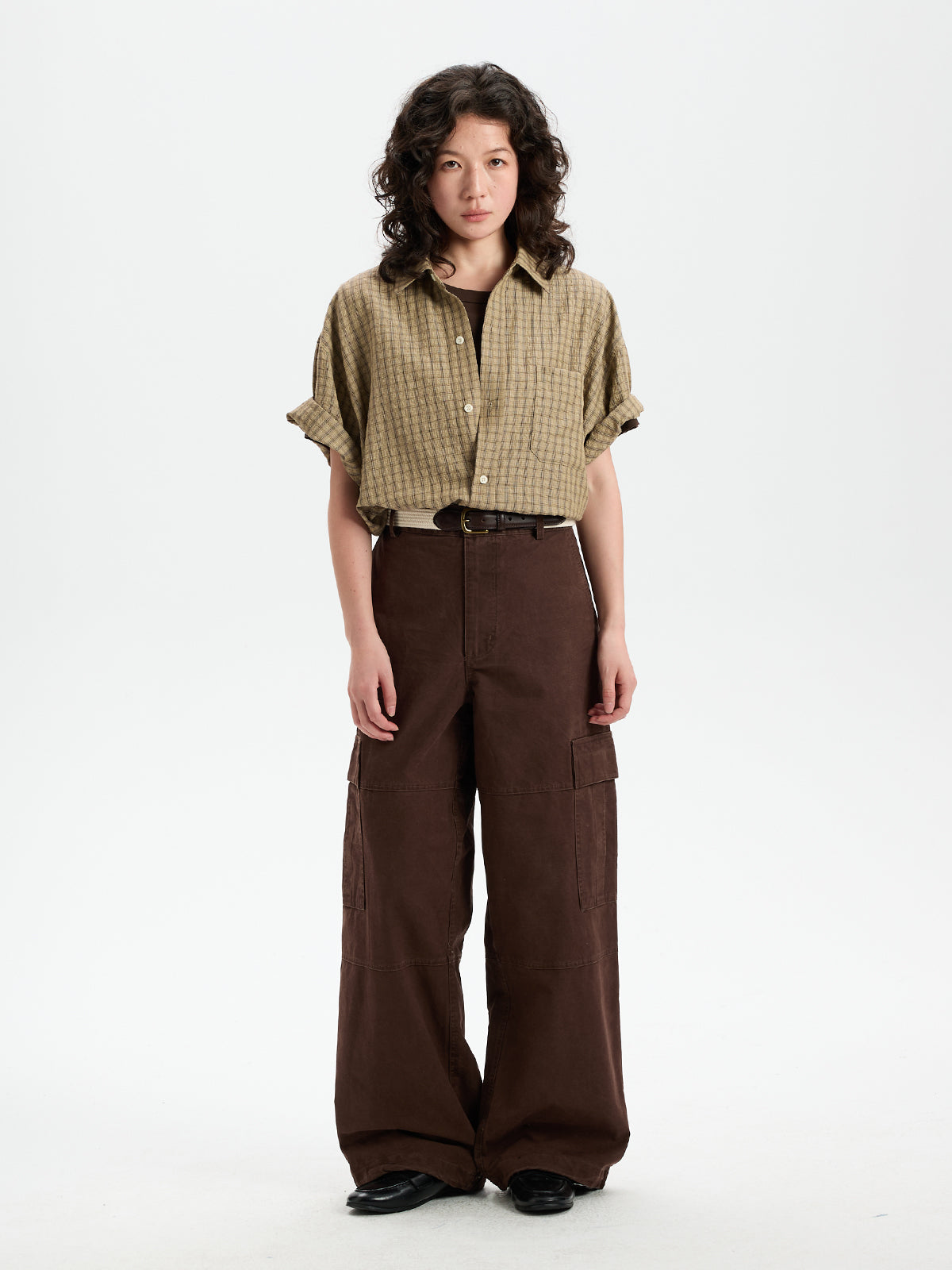BUTTBILL Relaxed Lyocell-Linen Plaid Seersucker Short-Sleeve Shirt