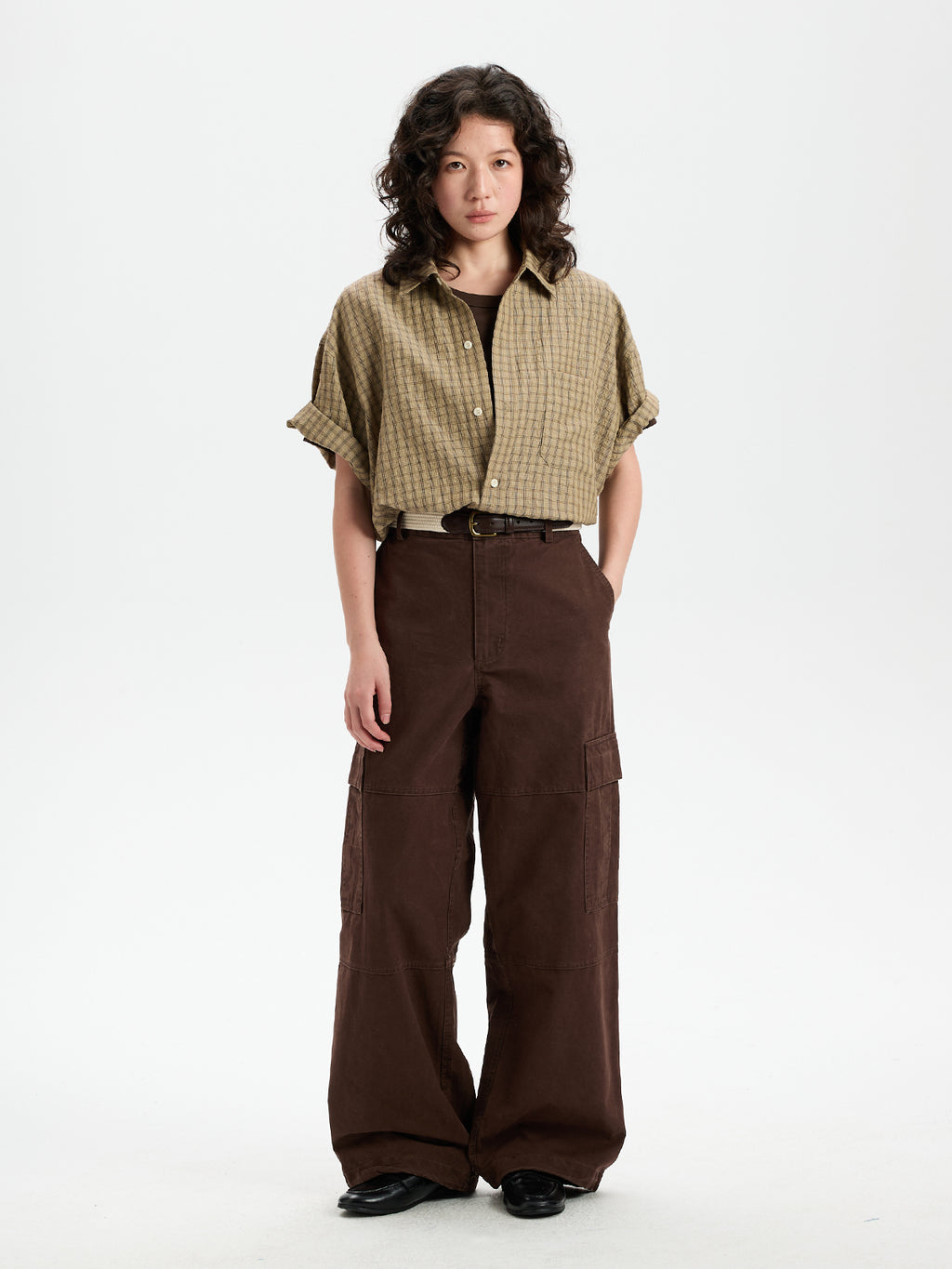 BUTTBILL Relaxed Lyocell-Linen Plaid Seersucker Short-Sleeve Shirt