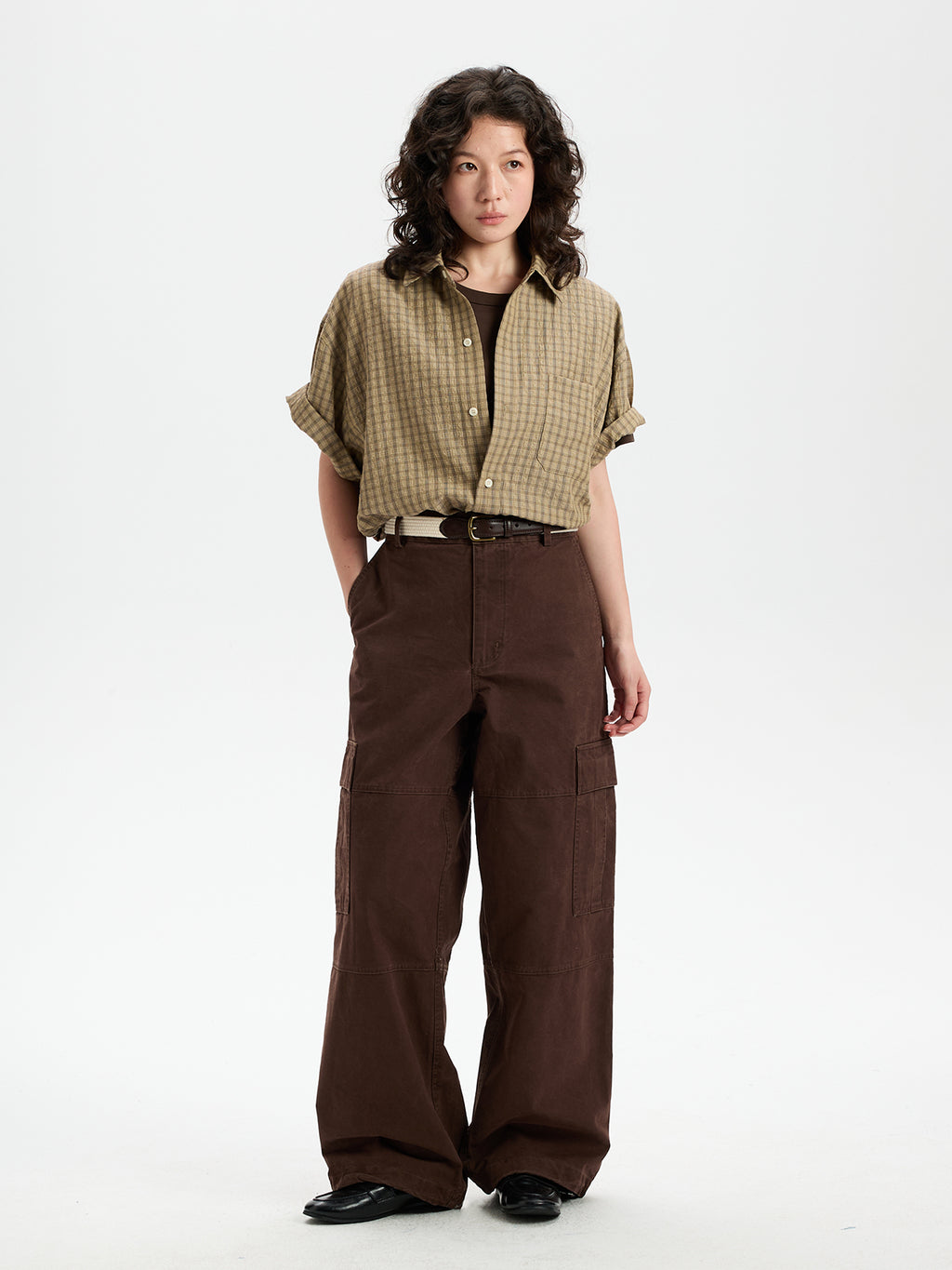 BUTTBILL Relaxed Lyocell-Linen Plaid Seersucker Short-Sleeve Shirt