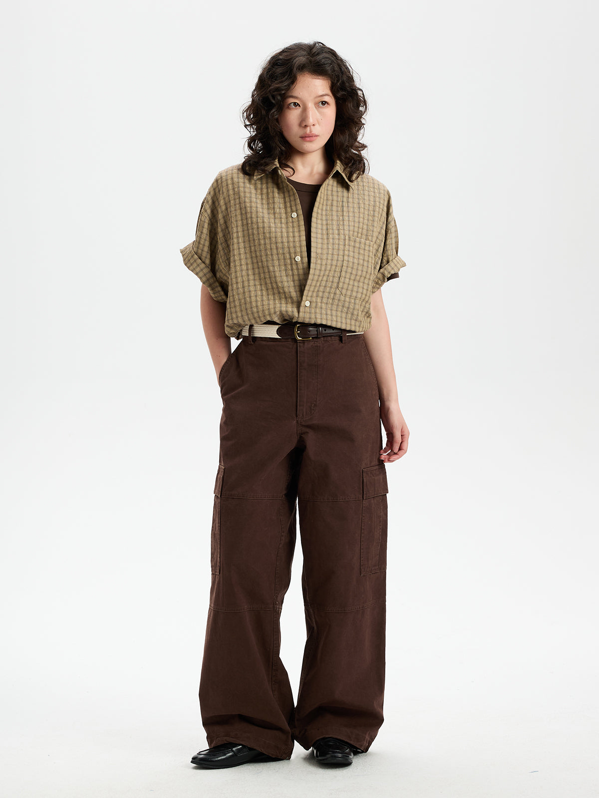 BUTTBILL Relaxed Lyocell-Linen Plaid Seersucker Short-Sleeve Shirt