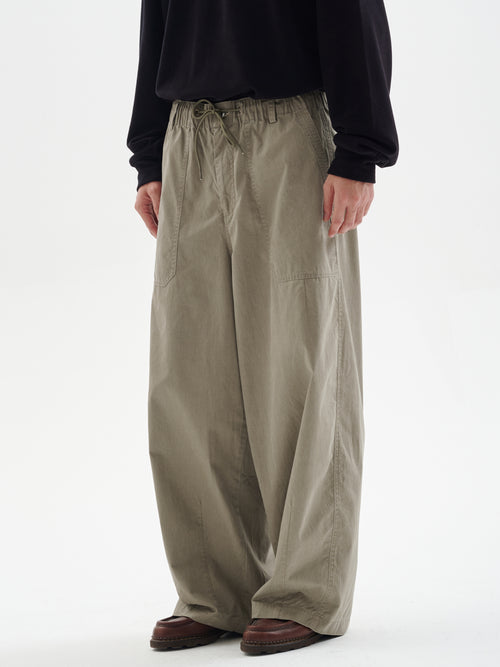 BUTTBILL Retro Enzyme-Washed Relaxed Silhouette Straight Deck Pants
