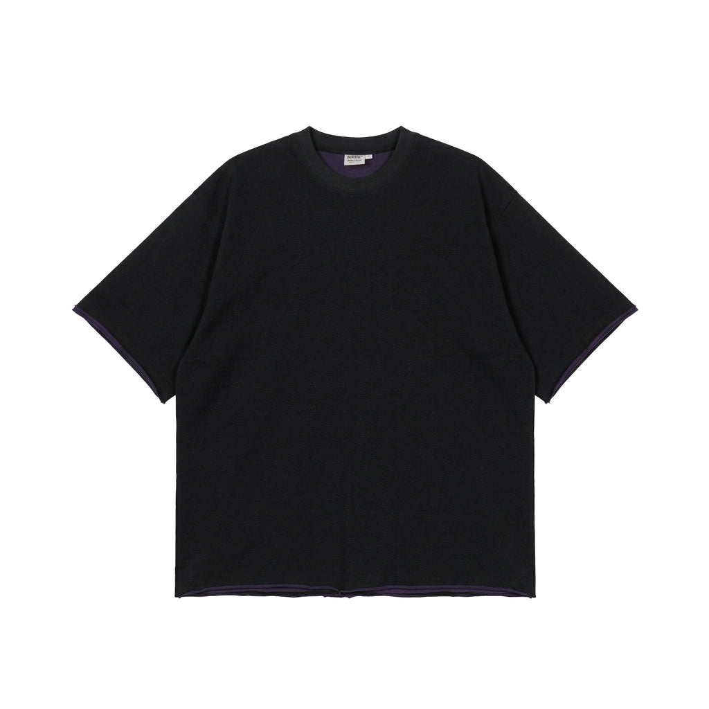 BUTTBILL SS26 Unisex Double-Yarn Cotton Inside-Out Contrast T-Shirt with Rolled Edge