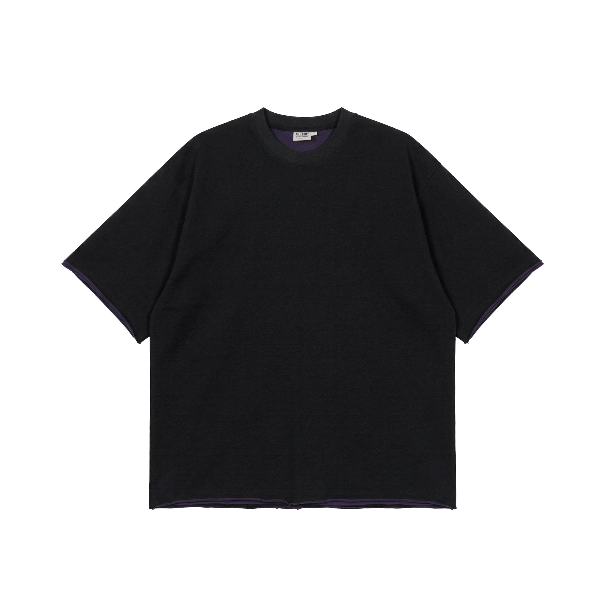 BUTTBILL SS26 Unisex Double-Yarn Cotton Inside-Out Contrast T-Shirt with Rolled Edge