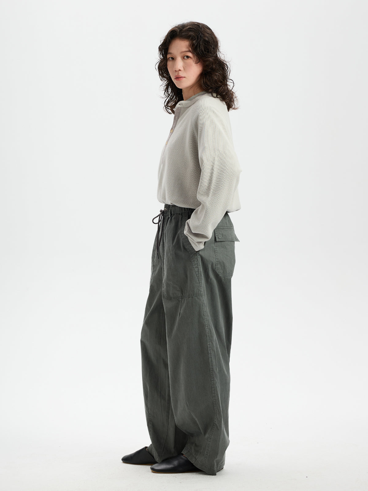 BUTTBILL Retro Enzyme-Washed Relaxed Silhouette Straight Deck Pants