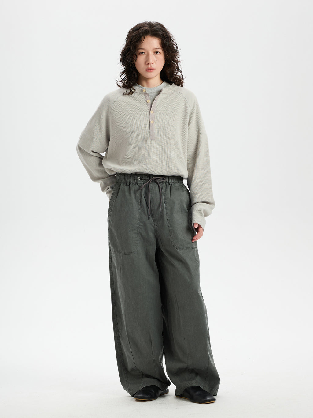 BUTTBILL Retro Enzyme-Washed Relaxed Silhouette Straight Deck Pants