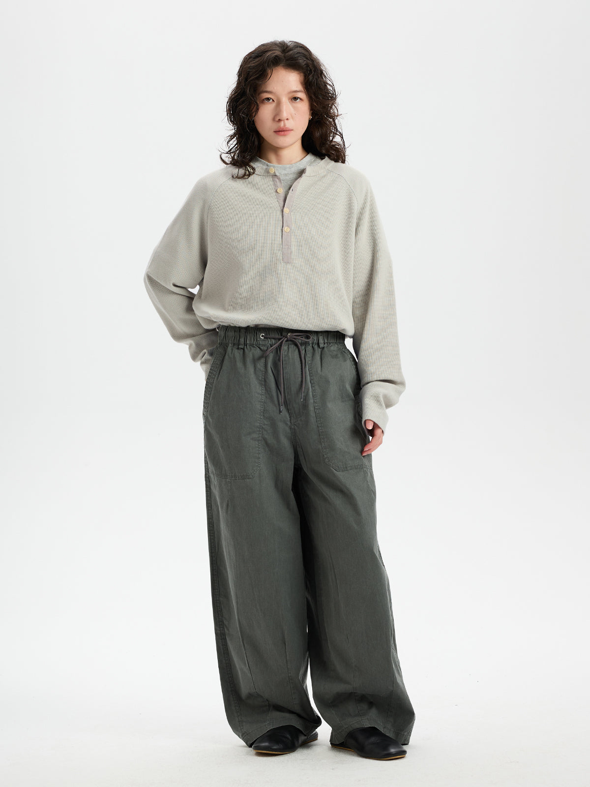 BUTTBILL Retro Enzyme-Washed Relaxed Silhouette Straight Deck Pants