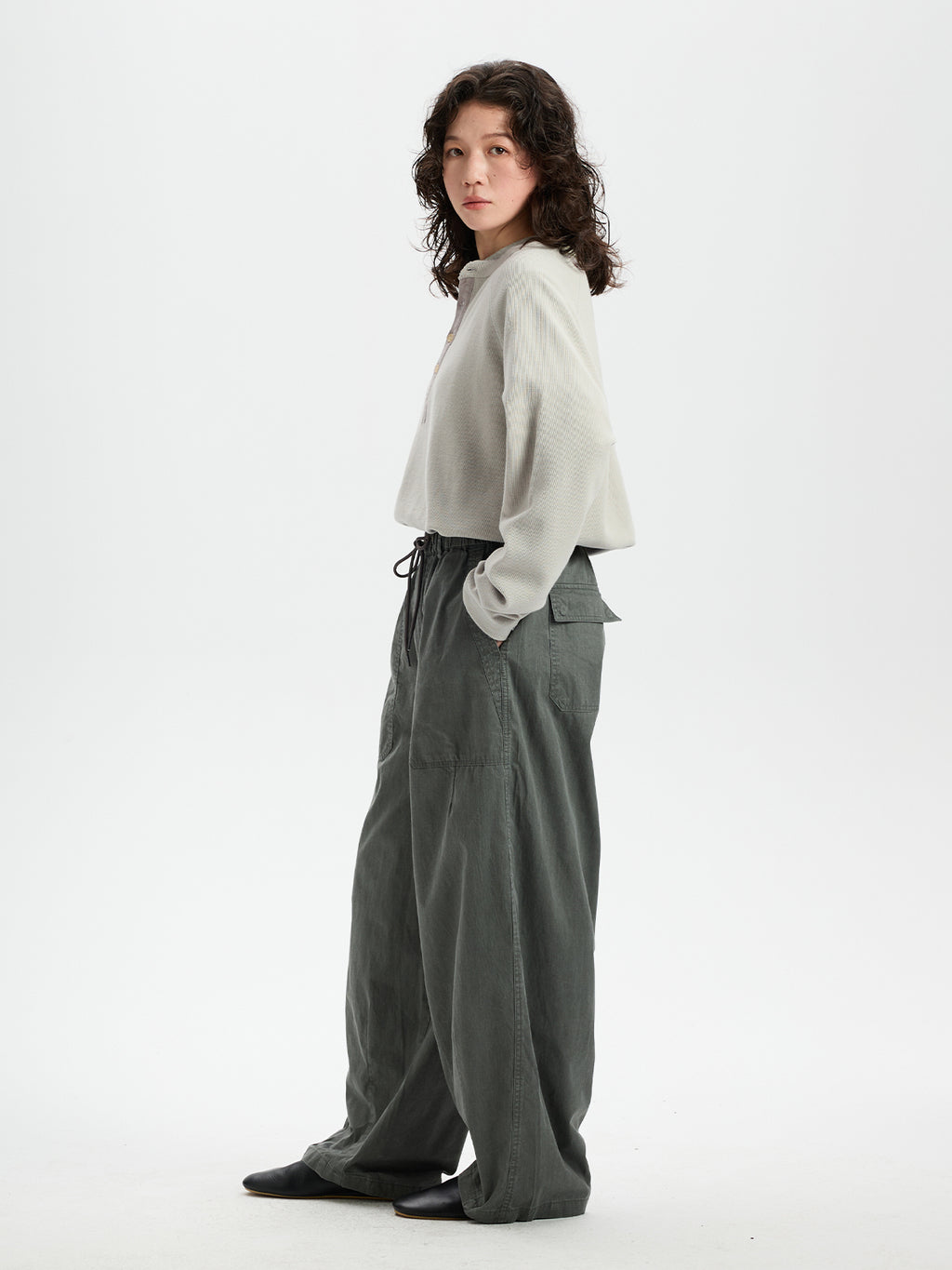 BUTTBILL Retro Enzyme-Washed Relaxed Silhouette Straight Deck Pants