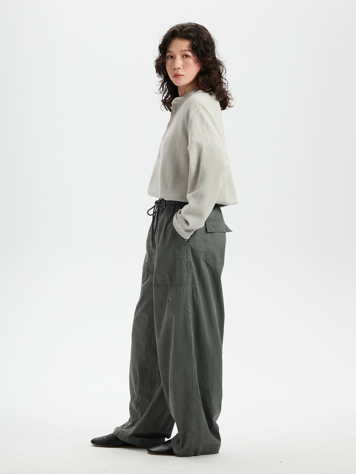 BUTTBILL Retro Enzyme-Washed Relaxed Silhouette Straight Deck Pants
