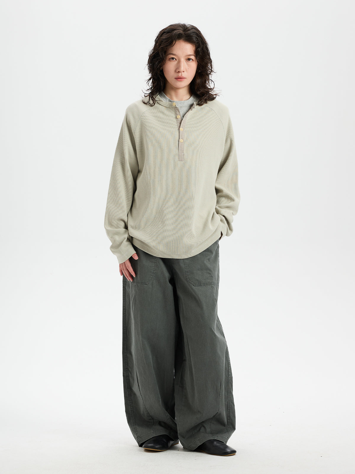 BUTTBILL Retro Enzyme-Washed Relaxed Silhouette Straight Deck Pants