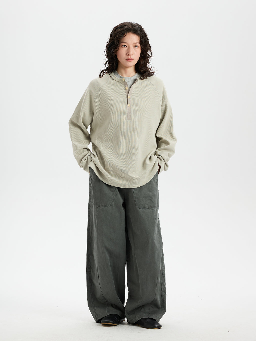 BUTTBILL Retro Enzyme-Washed Relaxed Silhouette Straight Deck Pants