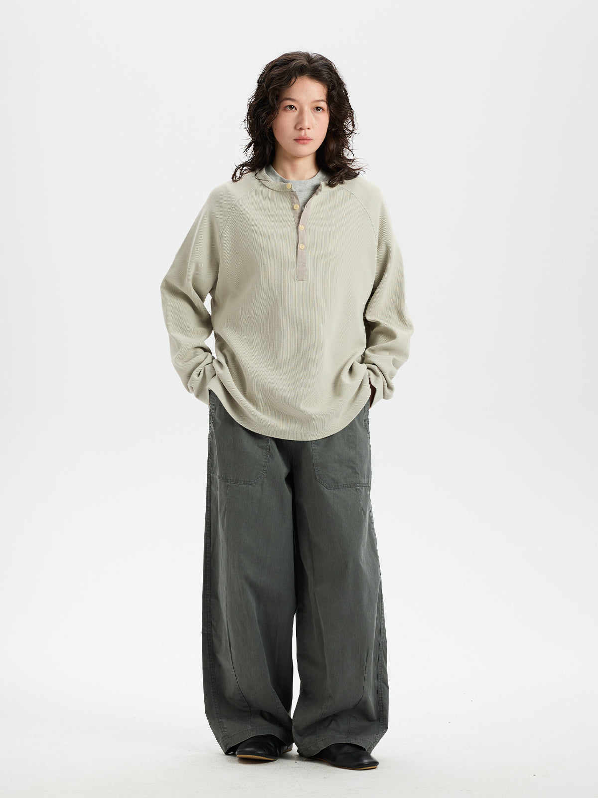BUTTBILL Retro Enzyme-Washed Relaxed Silhouette Straight Deck Pants